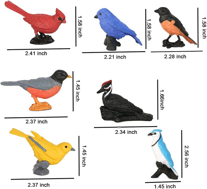 Morofme 7pcs Miniature Birds Figurine Cake Toppers for Birthday Party Decorations