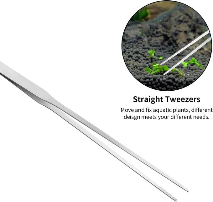 ohtomber aquascape 4pcs terrarium supplies with long tweezers, feeding tongs, aquarium scissors, and algae scraper
