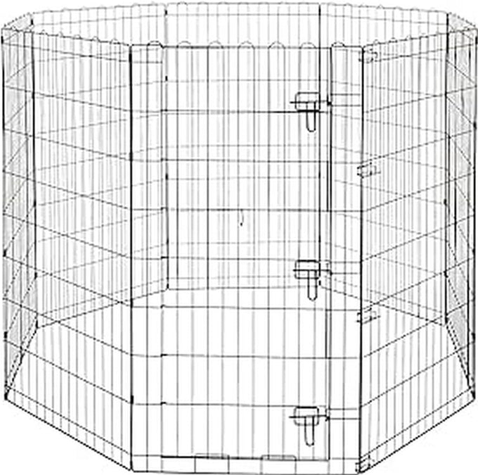 Amazon Basics Foldable Octagonal Metal Exercise Dog Playpen, 8 Panels, Extra Small, 24x24 Inches, Black