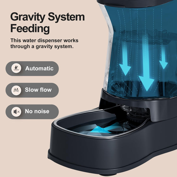 Gardner Pet automatic dog water dispenser with 1-gallon capacity stainless steel bowl, 100% BPA-free for medium to large-sized dogs and cats