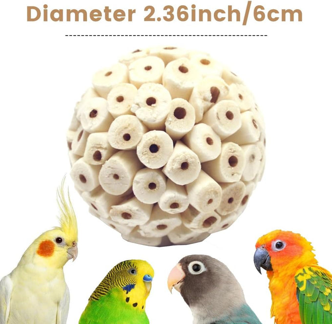 Soft Sola Atta Ball Bird Toy - Bird Foraging Toy for Sharpening Claws and Beaks for Small Birds, 6PCS, 2.36''