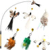 cat insect feather toys 6 pieces natural replacement refills interactive teaser attachments with bell