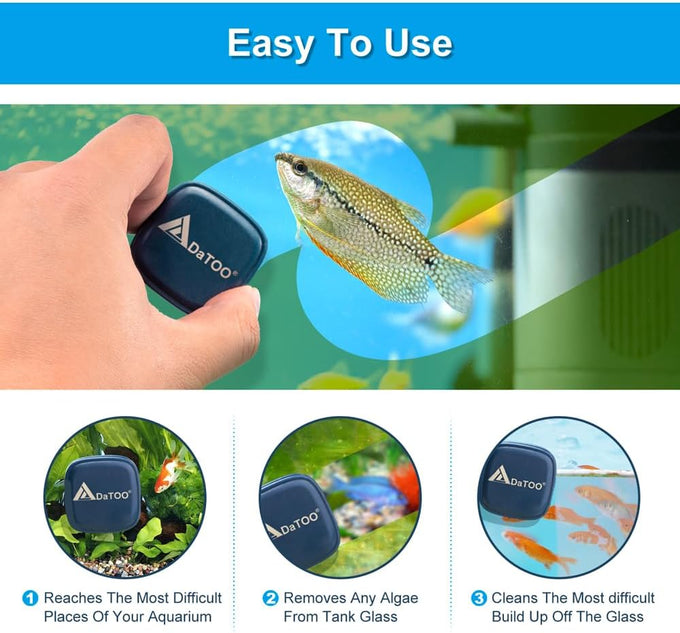 DaToo mini magnetic aquarium glass cleaner with super strong N38 NdFeB magnet 2600GS 140N