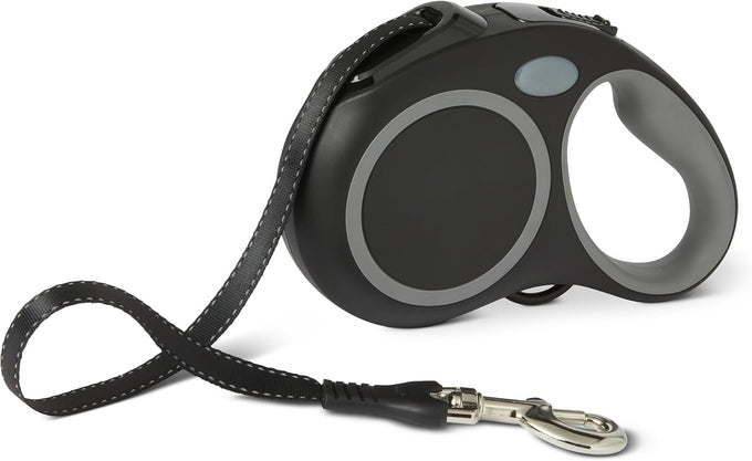 Amazon Basics Retractable Dog Leash with Quick-Lock Function, 50% Recycled Materials, Reflective Threads, Suitable for Small to Large Dogs