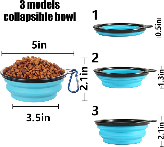 slson collapsible dog travel bowls 2 pack light blue and green small size