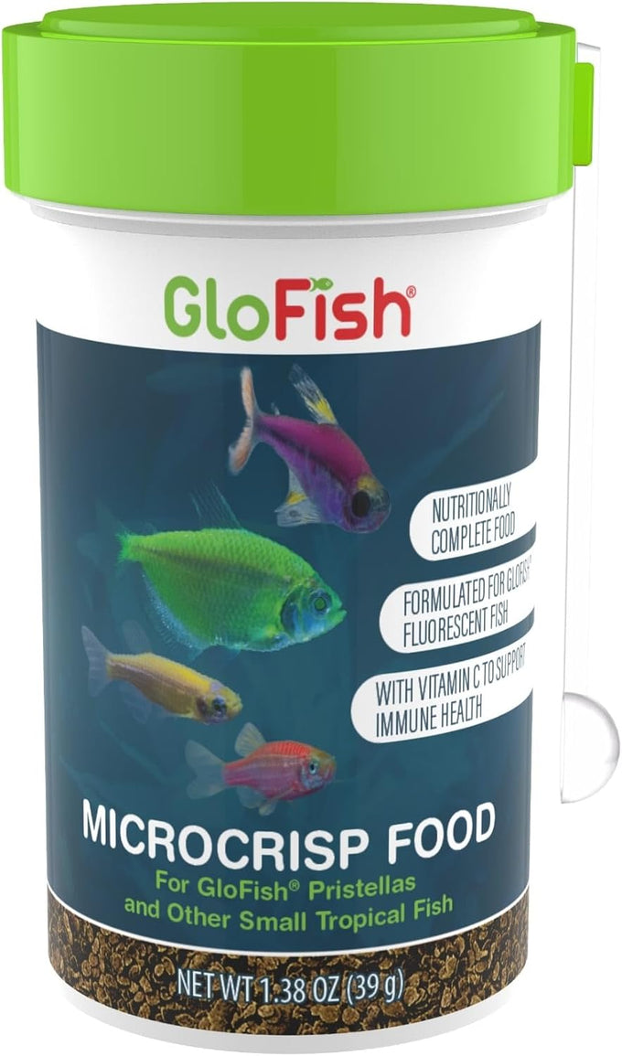 GloFish Microcrisp Nutritionally Complete Food for Small Tropical Fish, 1.38 Ounces, GloFish Fluorescent Fish Formula