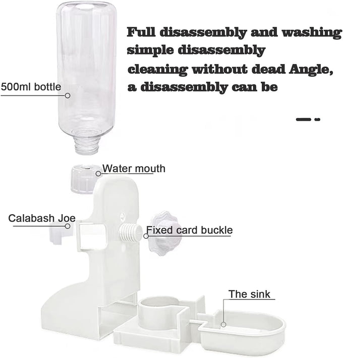 hercocci large white rabbit hay food bin feeder and bunny water bottle set with 500ml hanging dispenser