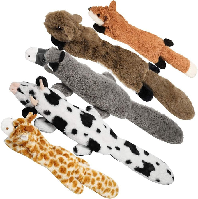 Nocciola Crinkle Plush Dog Toys Set, 5 PCS, Stuffless, Squeaky, No Stuffing, Suitable for Small Medium Large Dogs