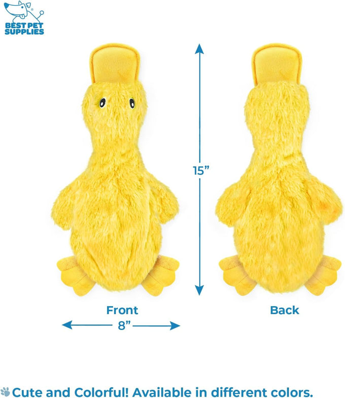 Best Pet Supplies Crinkle Dog Chew Toy, Ideal for Small, Medium & Large Dogs, Crinkle Duck (Yellow), Large