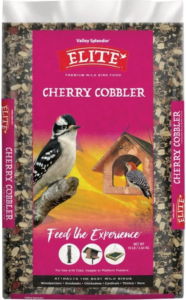 Cherry Cobbler Premium Bird Feed Blend with Sunflower Kernels, Peanuts, and Safflower Seeds for Attracting Multiple Bird Species