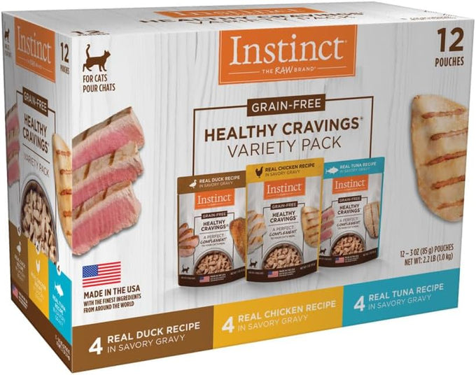 Instinct grain free wet cat food topper with real duck for fussy cats, 3 oz pouches, pack of 24
