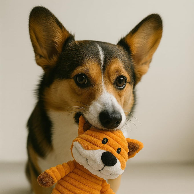 Jalousie plush toys for medium large dogs, 5 pack corduroy squeak toy