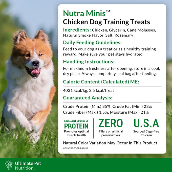 Ultimate Pet Nutrition Nutra Minis Air-Dried Chicken Dog Training Treats 5 oz Grain-Free Reward