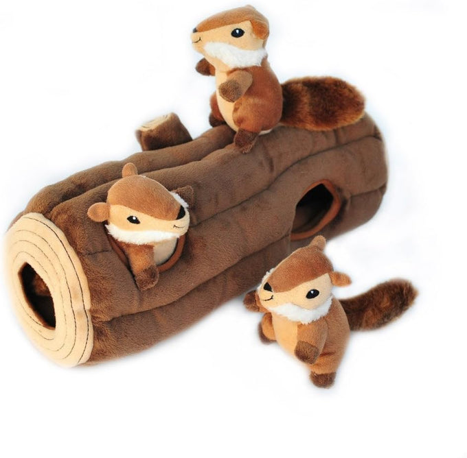 zippypaws burrow interactive dog toys for boredom and enrichment small medium dogs chipmunk log