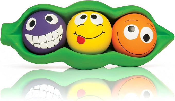 Multipet Three Peas in A Pod Dog Toy for Gentle Chewers, 3 Squeaky Latex Balls