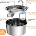 kittySpout stainless steel cat water fountain, 3.2L corded, automatic, quiet, dishwasher safe, 304 stainless steel, 1.5W pump, 20dB noise level