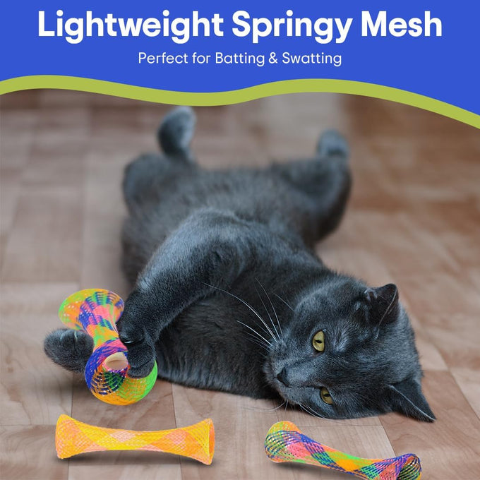 Spot Kitty Fun Tubes Cat Toy 3-Piece Bouncy Set with Catnip for Cats and Kittens Interactive Play