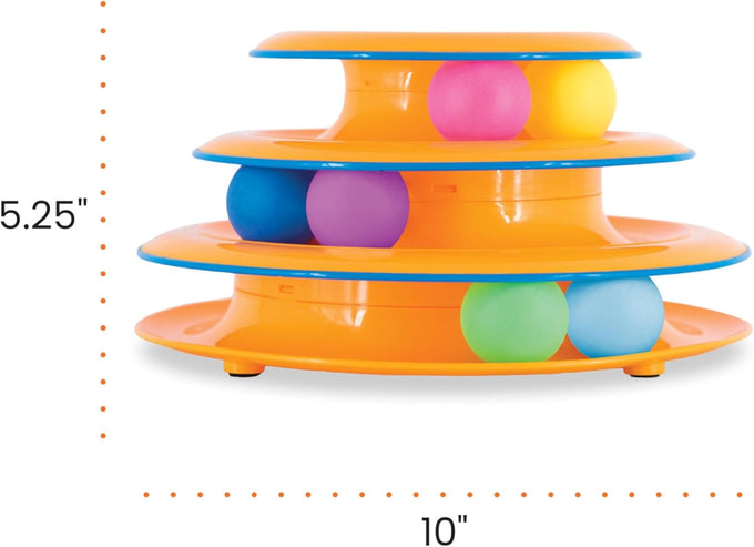 Catstages 3-level track tower with 6 balls, interactive cat toy for indoor enrichment and stimulation