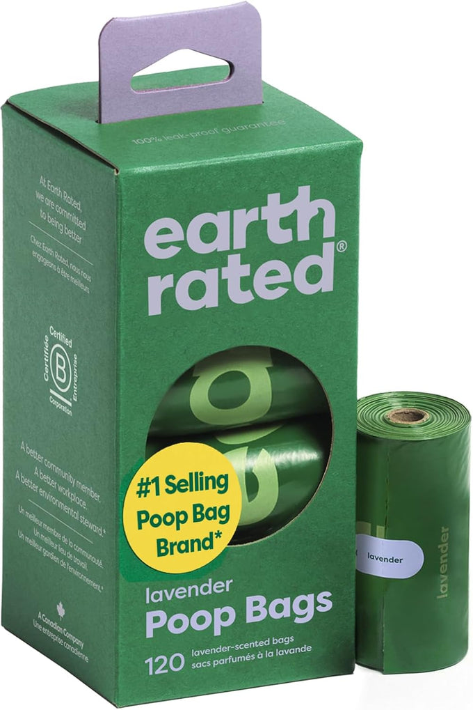 Extra Thick Lavender Scented Earth Rated Poop Bags, Leak Proof, 270 Bags for Dog Walking Essentials