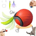 2packs speedy 2.0 tail cat toys for bored indoor adult cats with automatic moving ball and feather pendant, blue and orange, pp materials