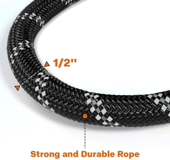 Taglory 6 ft rope dog leash with padded handle and reflective threads for medium large dogs, 1/2 inch, black