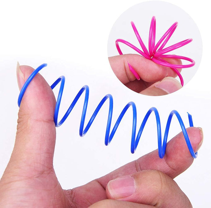Andiker 12-piece sturdy and heavy plastic interactive cat spiral spring toys for kittens in 4 bright colors