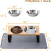 Upgraded 15°Tilted Stainless Steel Cat Bowls with Food Mat for Cats and Puppy