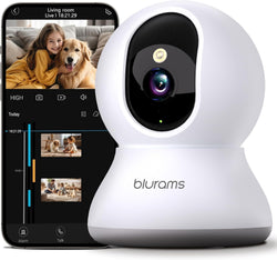 blurams 2K Security Camera with 360-degree view, smart motion tracking, and 2-way audio for home security
