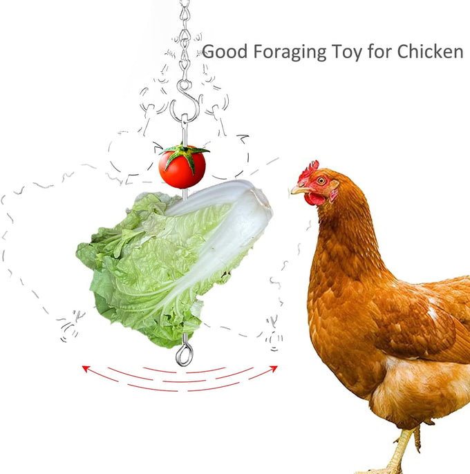 304 Stainless Steel Chicken Vegetable Hanging Feeder Toy for Hens Pet Chicken Veggies Skewer Fruit Holder