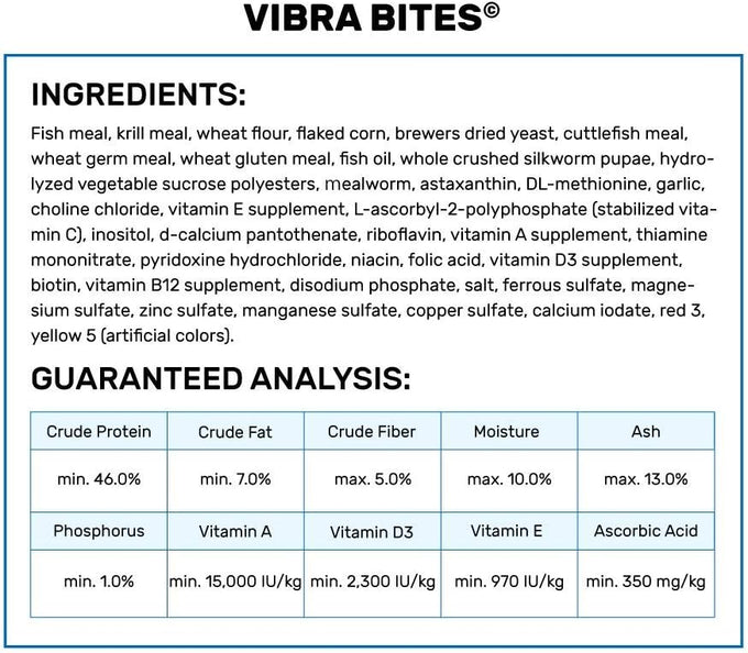 Hikari Vibra Bites, fish flavor, 9.8oz, for tropical fish, live food alternative, color enhancing ingredients