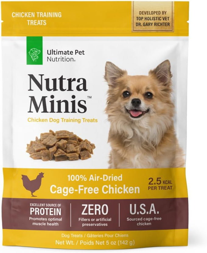 Ultimate Pet Nutrition Nutra Minis Air-Dried Chicken Dog Training Treats 5 oz Grain-Free Reward