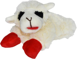 Multipet Lamb Chop 6" cream plush dog toy with squeaker for cuddling and playtime