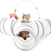 Tempcore 3-way collapsible cat tunnel for indoor cats, kittens, and small pets with peek hole and ball toy