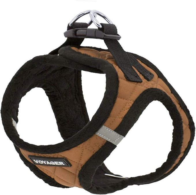 All Weather Plush Reflective No Pull Harness for Small Medium Dogs Cats Beige Plush