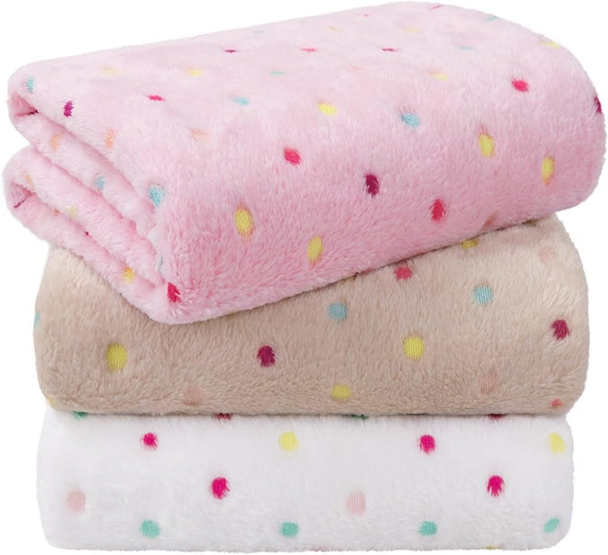 linenlux 1 pack 3 soft fleece dog blankets for puppy cat pet throw 23x16 inches coral velvet