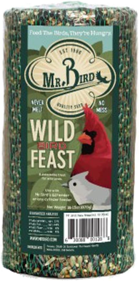 Mr. Bird Wild Bird Feast Birdseed Large Cylinder 4 lbs, No Fillers, Mess-Free