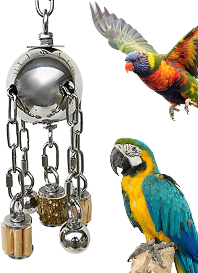Large 304 Stainless Steel Bird Toy for Parrots, African Greys, Budgies, Lovebirds, Cockatiels, Cockatoo