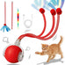 Rechargeable smart rolling cat ball with 3 modes, LED light and 3 replaceable accessories for kittens and adult cats