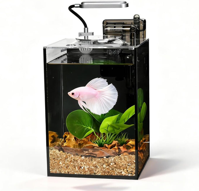 2.2 Gallon Ultra-Clear Nano Aquarium Starter Kit with LED Light and Filter