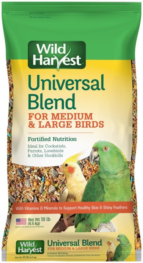 Wild Harvest Universal Blend for medium and large birds 10 pounds fortified nutrition cockatiels parrots hookbills
