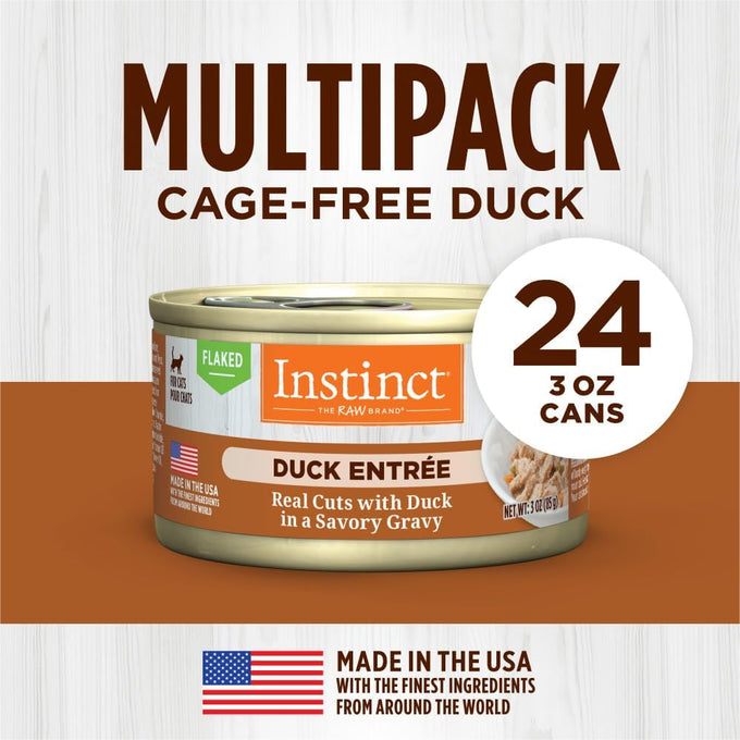 Instinct Flaked Entrée Wet Canned Cat Food - Duck, High Protein, Grain-Free, Raw Inspired, USA Made
