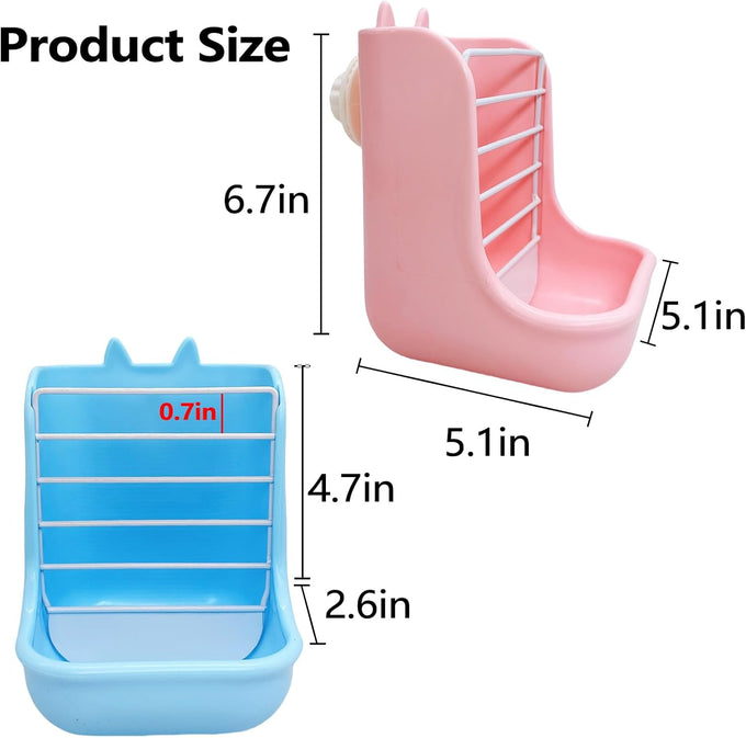 hamiledyi 2 in 1 hay feeder rack for rabbits guinea pigs chinchillas pink blue