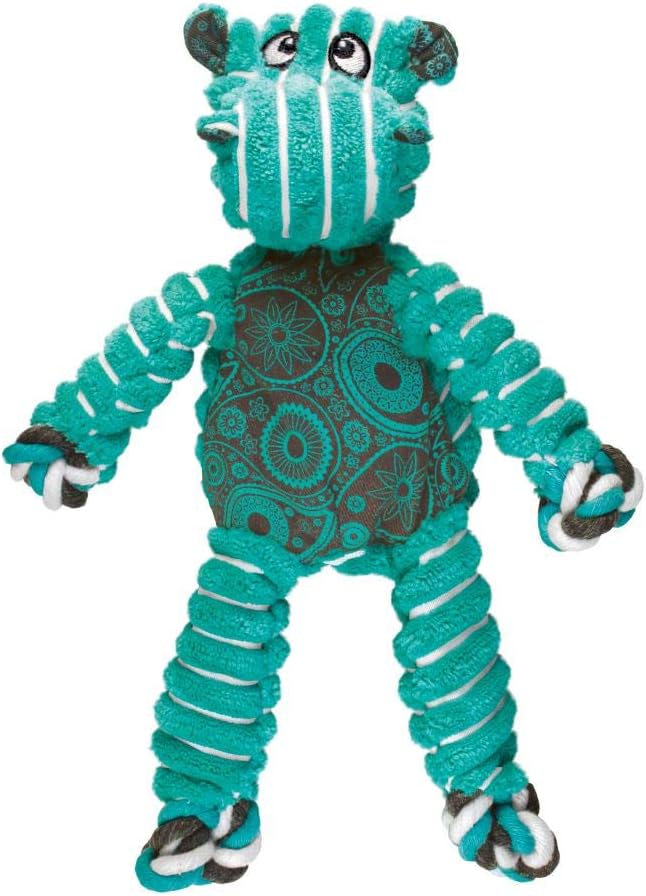 Kong Floppy Knots fox medium large dog tug toy with internal knotted rope and minimal stuffing