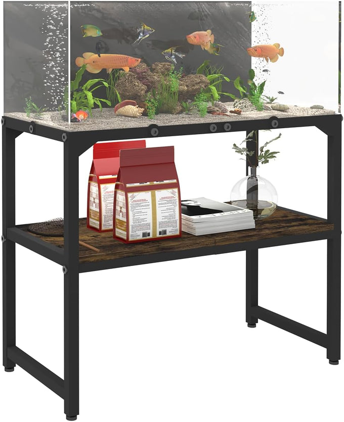 mondazie 20 gallon high rimless fish tank stand with shelf black 24" l x 12" w x 20.5" h
