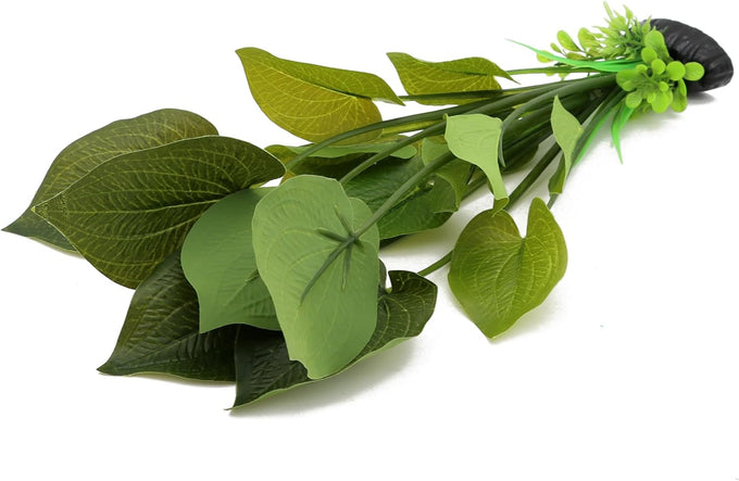 12 inch silk aquarium plants, artificial green decorations for fish tank, aquarium decor 2 pack