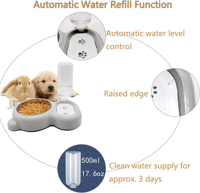 tfwadmx pet double dishes rabbit food water dispenser set with cute stainless steel bowl for kitten puppy bunny