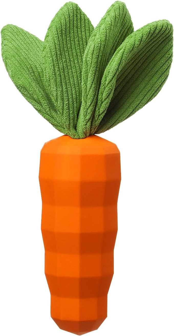MewaJump Green Rubber Carrot Dog Squeaky Toys for Aggressive Chewers, 9x1.8 in, Milk Flavor, Puppy Dogs