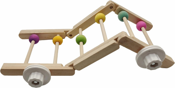 12-inch foldable hardwood parrot climbing bridge with colorful beads, 2 pack tri-section cage accessories for small birds