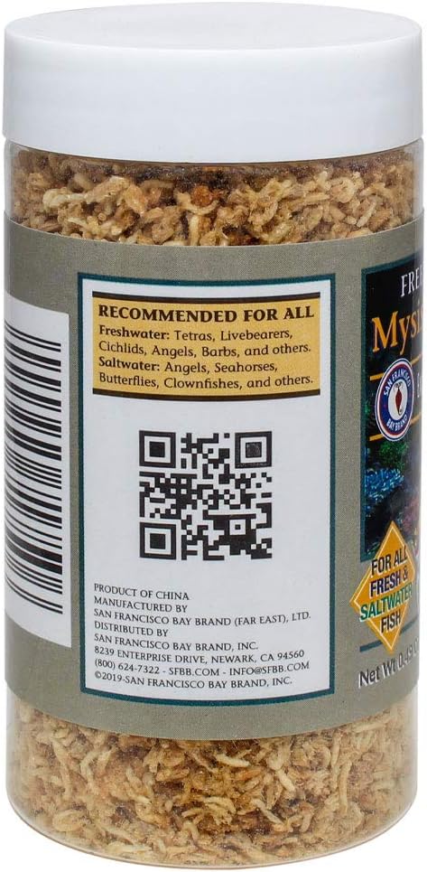 San Francisco Bay Brand Freeze-Dried Mysis Shrimp Food for Tropical and Freshwater Fish, 0.49 oz (14g)