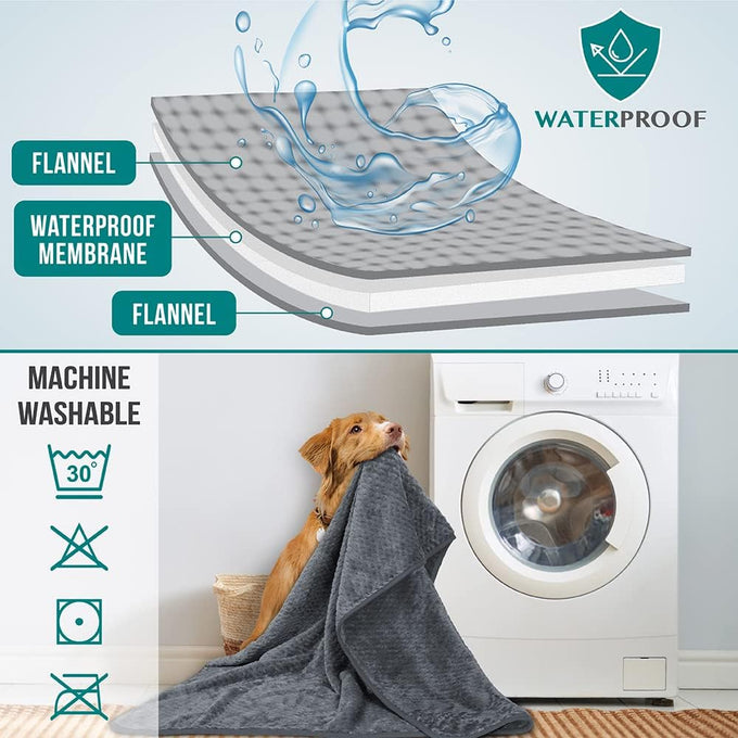 PetAmi waterproof gray dog blanket for medium large dogs, leakproof fleece throw for cats, 40x60 inches sofa couch cover protector